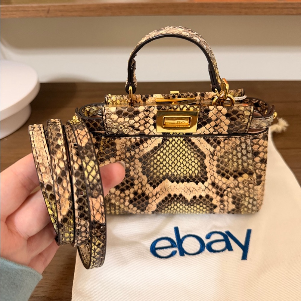 Multi-color FENDI Micro Python Peekaboo GHW Crossbody Shoulder Bag - Picture 4 of 13